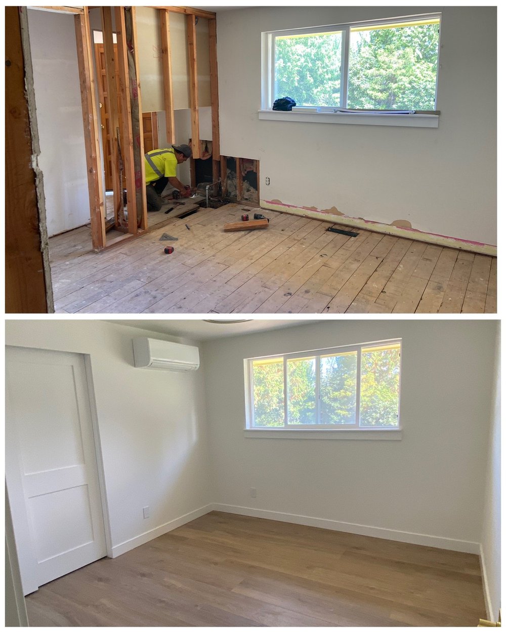 Interior restoration in progress in a residential room